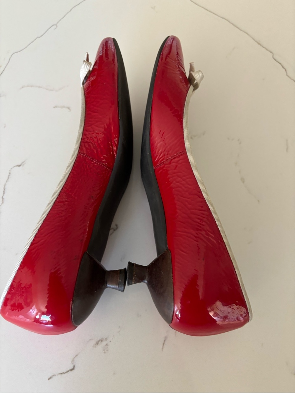 Talbots Red patent leather point toe bowed kitten heels 7.5